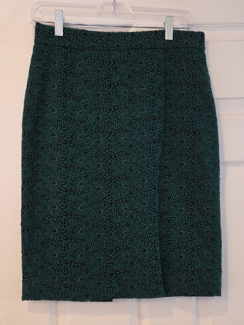 Ann Taylor Emerald Green Lace Pencil Skirt